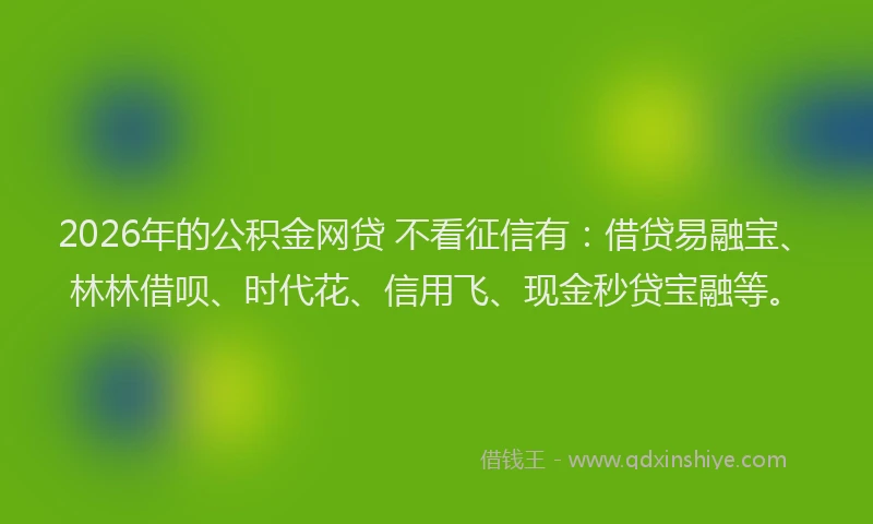 2026年的公积金网贷 不看征信有：借贷易融宝、林林借呗、时代花、信用飞、现金秒贷宝融等。