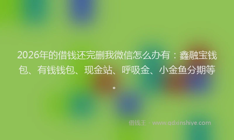 2026年的借钱还完删我微信怎么办有：鑫融宝钱包、有钱钱包、现金站、呼吸金、小金鱼分期等。