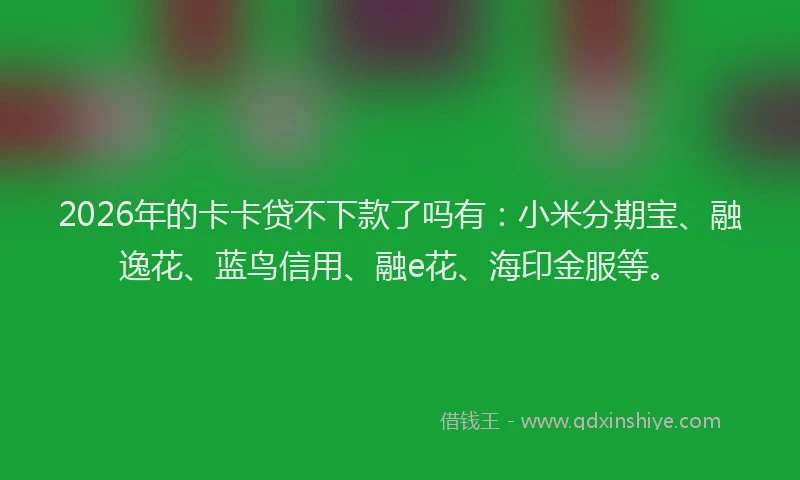 2026年的卡卡贷不下款了吗有：小米分期宝、融逸花、蓝鸟信用、融e花、海印金服等。