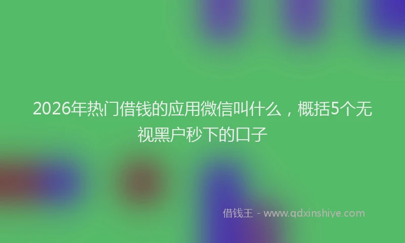 2026年热门借钱的应用微信叫什么，概括5个无视黑户秒下的口子