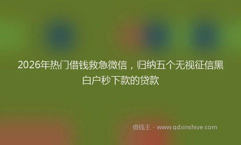 2026年热门借钱救急微信，归纳五个无视征信黑白户秒下款的贷款
