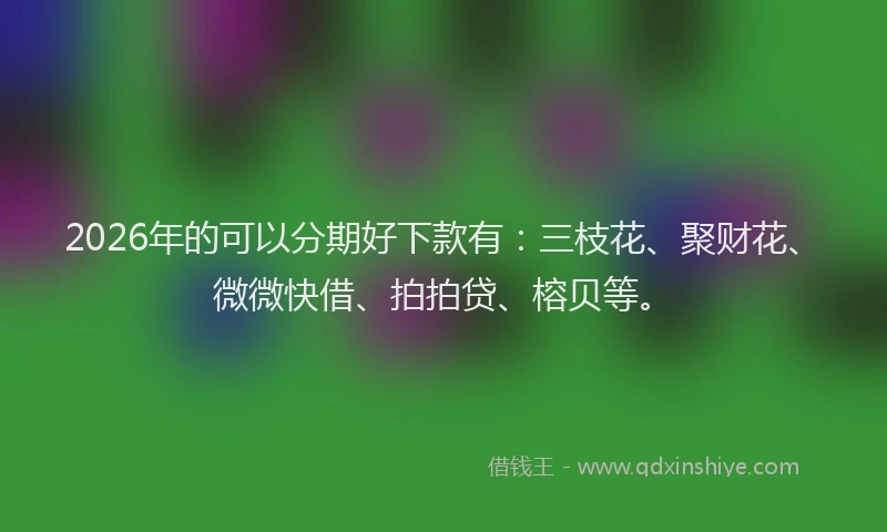 2026年的可以分期好下款有：三枝花、聚财花、微微快借、拍拍贷、榕贝等。