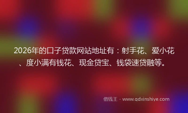 2026年的口子贷款网站地址有：射手花、爱小花、度小满有钱花、现金贷宝、钱袋速贷融等。