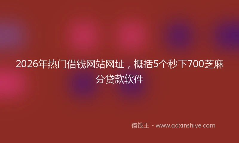 2026年热门借钱网站网址，概括5个秒下700芝麻分贷款软件