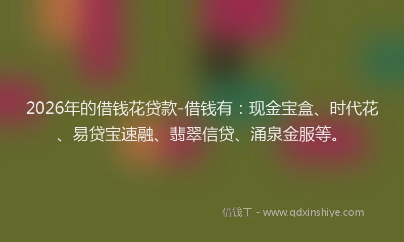 2026年的借钱花贷款-借钱有：现金宝盒、时代花、易贷宝速融、翡翠信贷、涌泉金服等。