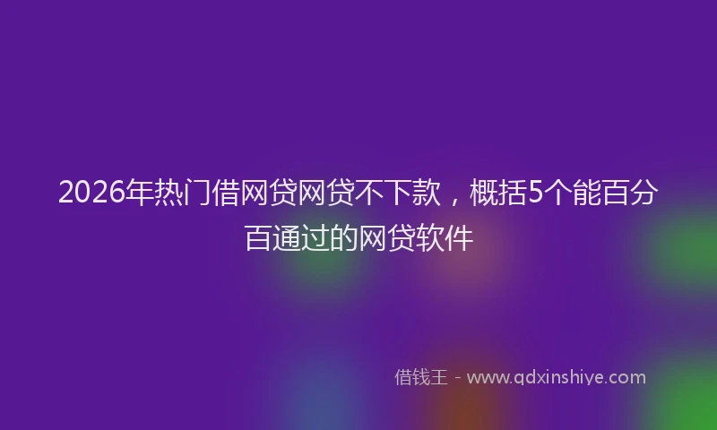 2026年热门借网贷网贷不下款，概括5个能百分百通过的网贷软件