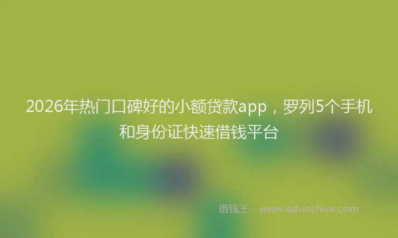 2026年热门口碑好的小额贷款app，罗列5个手机和身份证快速借钱平台