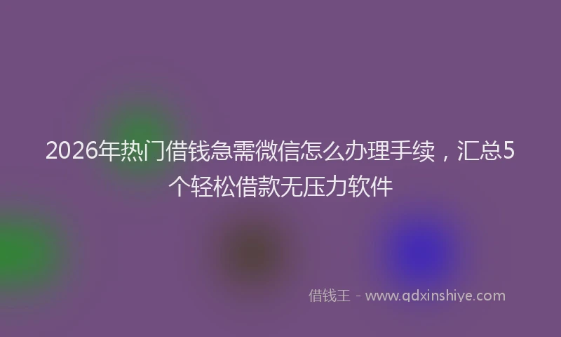 2026年热门借钱急需微信怎么办理手续，汇总5个轻松借款无压力软件