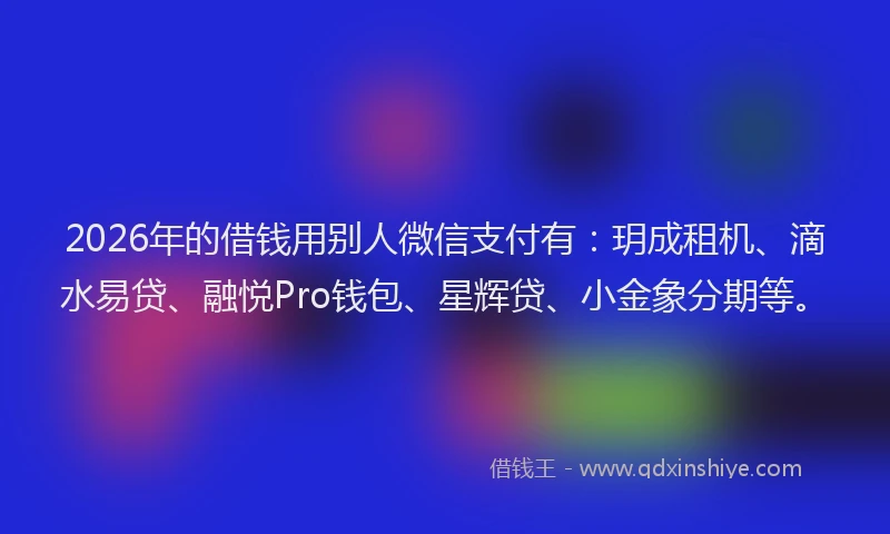 2026年的借钱用别人微信支付有：玥成租机、滴水易贷、融悦Pro钱包、星辉贷、小金象分期等。