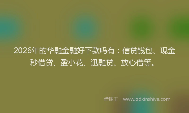 2026年的华融金融好下款吗有：信贷钱包、现金秒借贷、盈小花、迅融贷、放心借等。