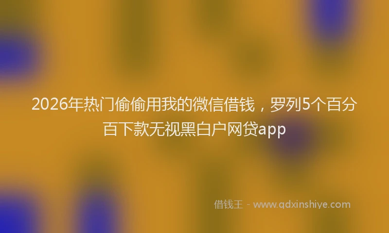 2026年热门偷偷用我的微信借钱，罗列5个百分百下款无视黑白户网贷app