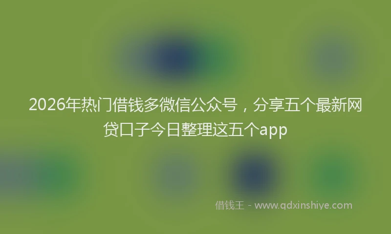 2026年热门借钱多微信公众号，分享五个最新网贷口子今日整理这五个app