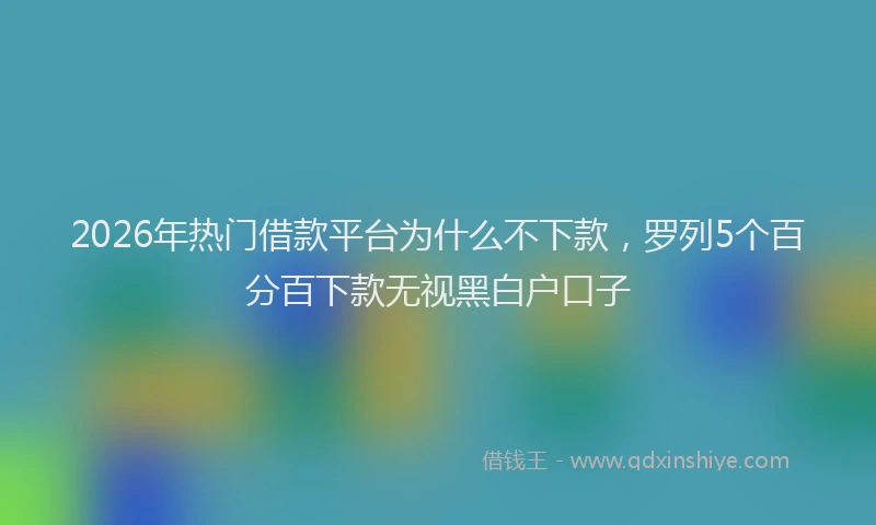 2026年热门借款平台为什么不下款，罗列5个百分百下款无视黑白户口子