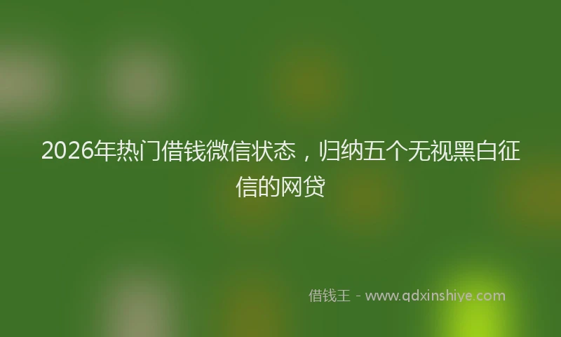 2026年热门借钱微信状态，归纳五个无视黑白征信的网贷