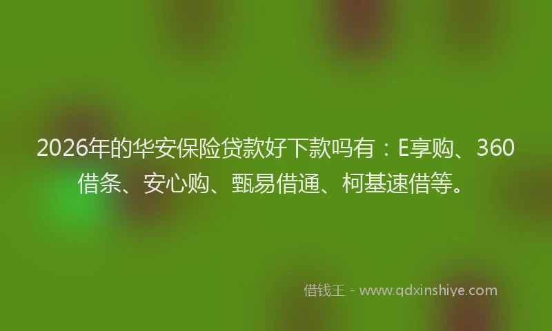 2026年的华安保险贷款好下款吗有：E享购、360借条、安心购、甄易借通、柯基速借等。