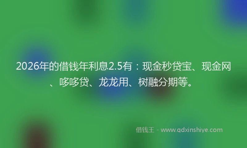 2026年的借钱年利息2.5有：现金秒贷宝、现金网、哆哆贷、龙龙用、树融分期等。