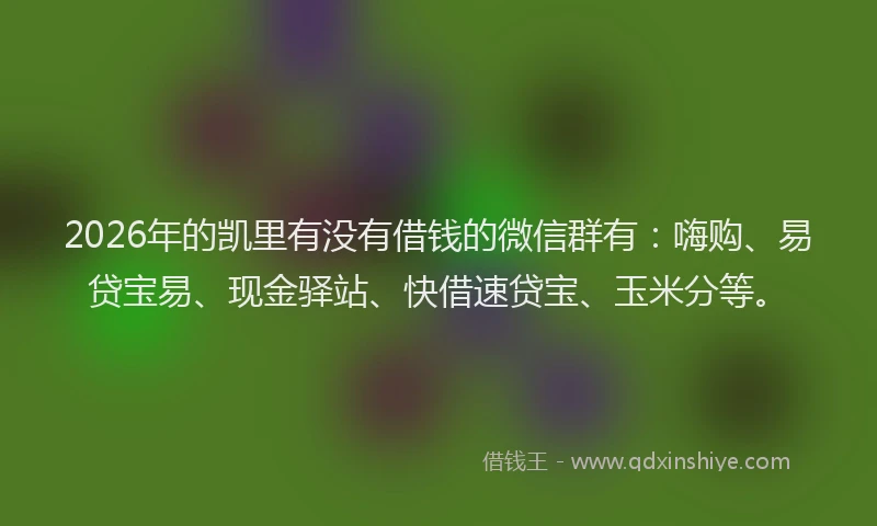 2026年的凯里有没有借钱的微信群有：嗨购、易贷宝易、现金驿站、快借速贷宝、玉米分等。