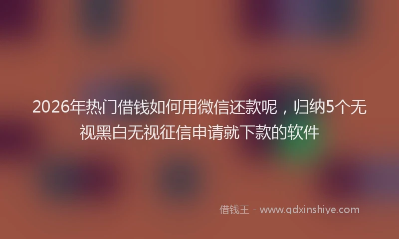 2026年热门借钱如何用微信还款呢，归纳5个无视黑白无视征信申请就下款的软件