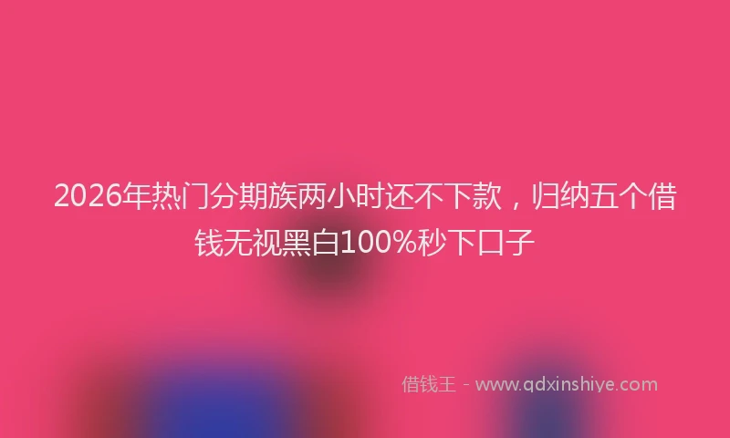 2026年热门分期族两小时还不下款，归纳五个借钱无视黑白100%秒下口子