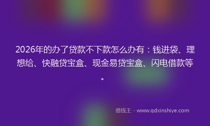 2026年的办了贷款不下款怎么办有：钱进袋、理想给、快融贷宝盒、现金易贷宝盒、闪电借款等。