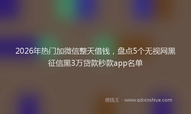 2026年热门加微信整天借钱，盘点5个无视网黑征信黑3万贷款秒款app名单