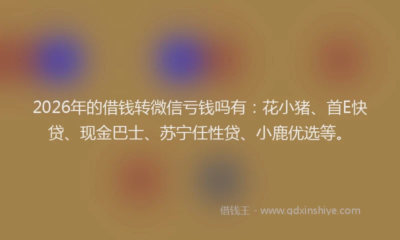 2026年的借钱转微信亏钱吗有：花小猪、首E快贷、现金巴士、苏宁任性贷、小鹿优选等。