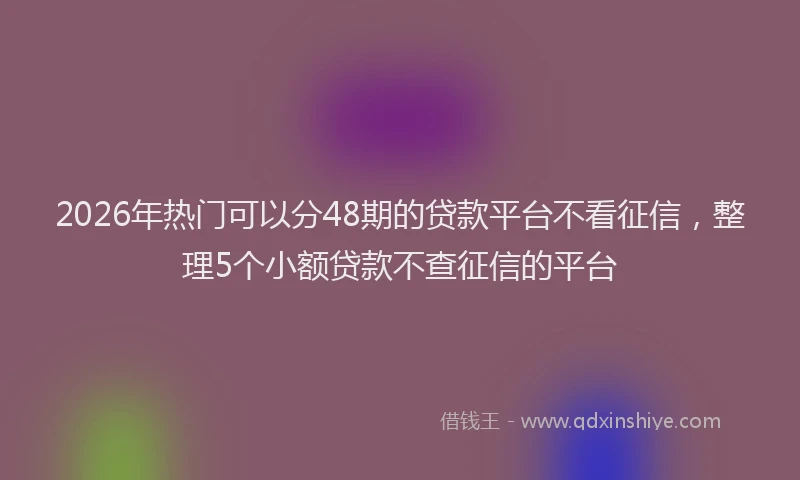 2026年热门可以分48期的贷款平台不看征信，整理5个小额贷款不查征信的平台