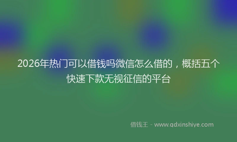 2026年热门可以借钱吗微信怎么借的，概括五个快速下款无视征信的平台
