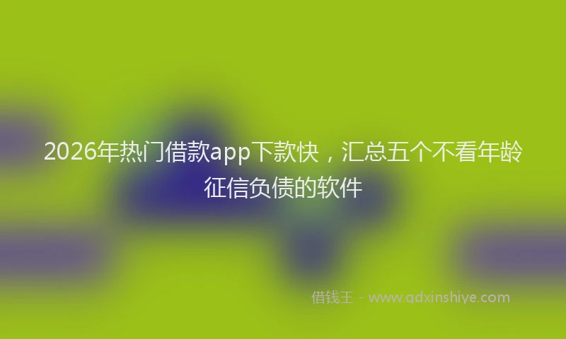 2026年热门借款app下款快，汇总五个不看年龄征信负债的软件