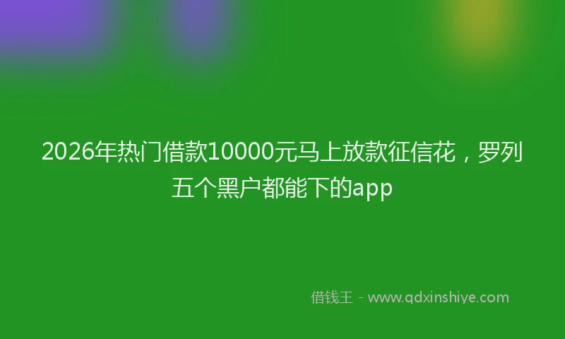 2026年热门借款10000元马上放款征信花，罗列五个黑户都能下的app