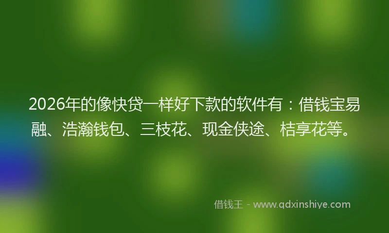 2026年的像快贷一样好下款的软件有：借钱宝易融、浩瀚钱包、三枝花、现金侠途、桔享花等。
