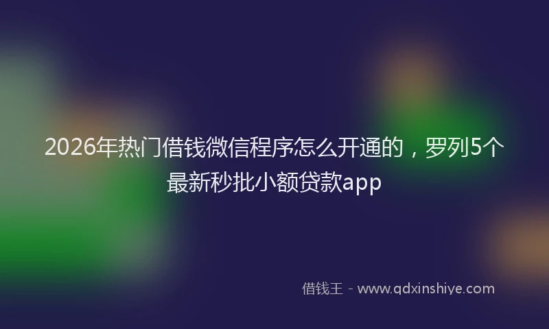 2026年热门借钱微信程序怎么开通的，罗列5个最新秒批小额贷款app