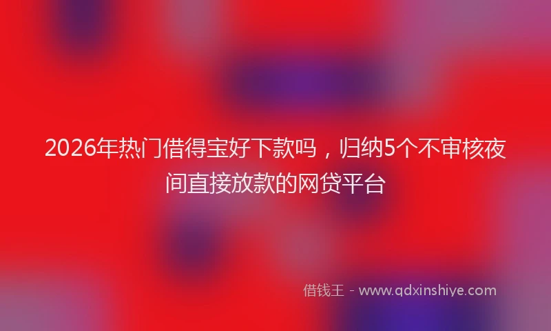 2026年热门借得宝好下款吗，归纳5个不审核夜间直接放款的网贷平台
