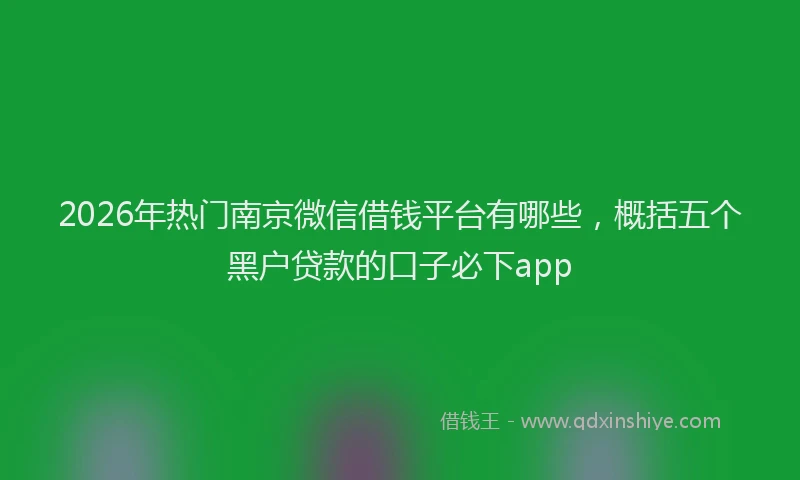 2026年热门南京微信借钱平台有哪些，概括五个黑户贷款的口子必下app
