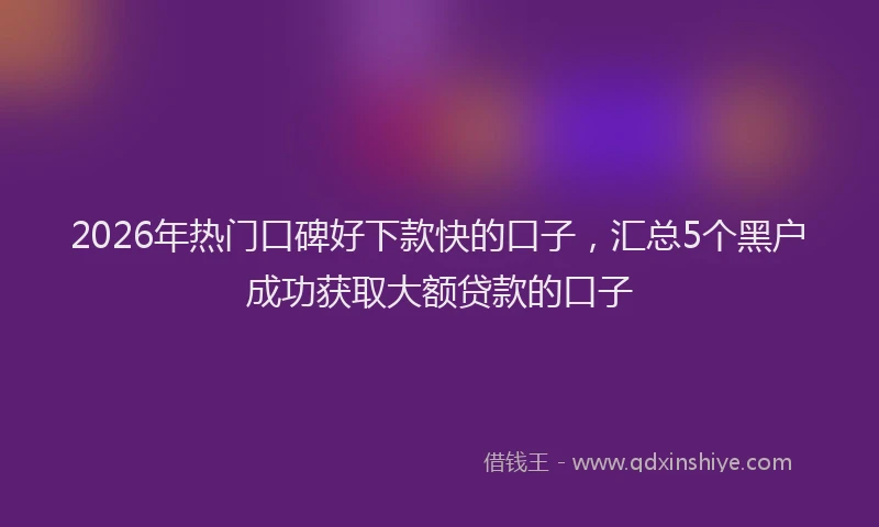 2026年热门口碑好下款快的口子，汇总5个黑户成功获取大额贷款的口子