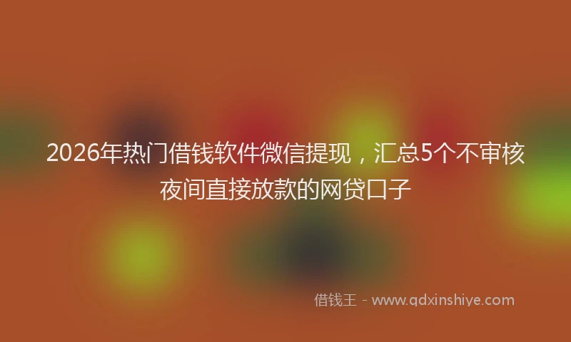 2026年热门借钱软件微信提现，汇总5个不审核夜间直接放款的网贷口子
