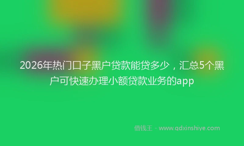 2026年热门口子黑户贷款能贷多少，汇总5个黑户可快速办理小额贷款业务的app