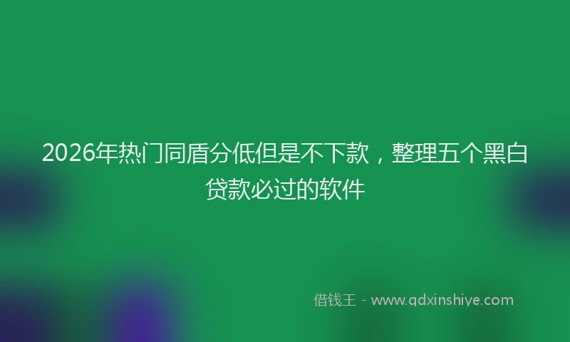 2026年热门同盾分低但是不下款，整理五个黑白贷款必过的软件