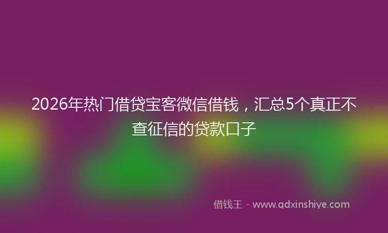 2026年热门借贷宝客微信借钱，汇总5个真正不查征信的贷款口子
