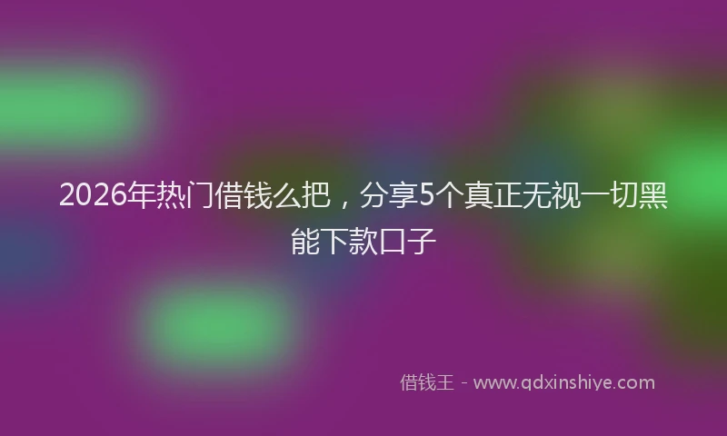 2026年热门借钱么把，分享5个真正无视一切黑能下款口子