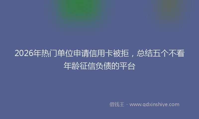 2026年热门单位申请信用卡被拒，总结五个不看年龄征信负债的平台