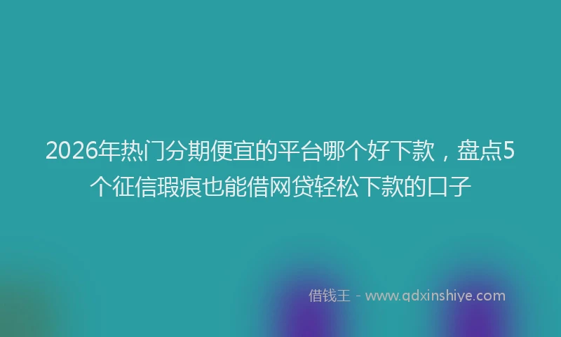2026年热门分期便宜的平台哪个好下款，盘点5个征信瑕疵也能借网贷轻松下款的口子