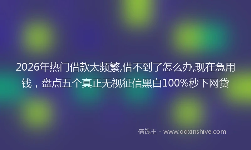2026年热门借款太频繁,借不到了怎么办,现在急用钱，盘点五个真正无视征信黑白100%秒下网贷