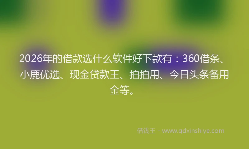 2026年的借款选什么软件好下款有：360借条、小鹿优选、现金贷款王、拍拍用、今日头条备用金等。