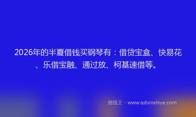 2026年的半夏借钱买钢琴有：借贷宝盒、快易花、乐借宝融、通过放、柯基速借等。