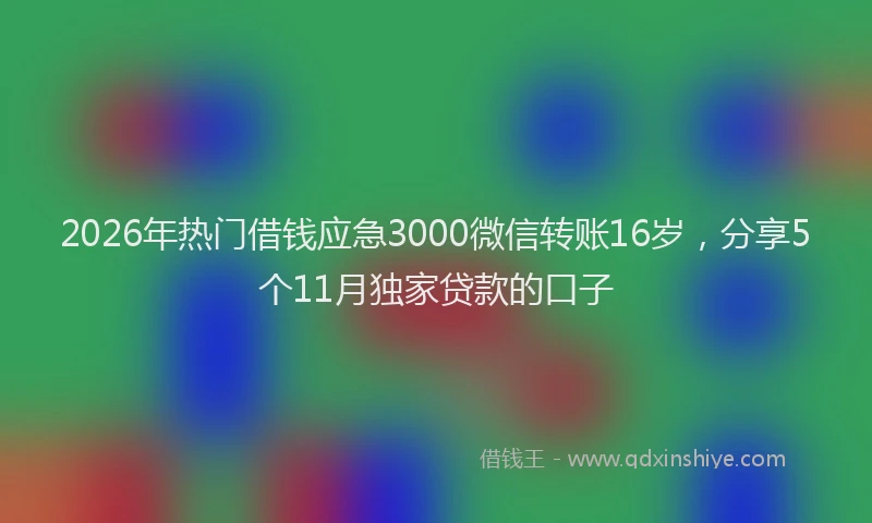 2026年热门借钱应急3000微信转账16岁，分享5个11月独家贷款的口子