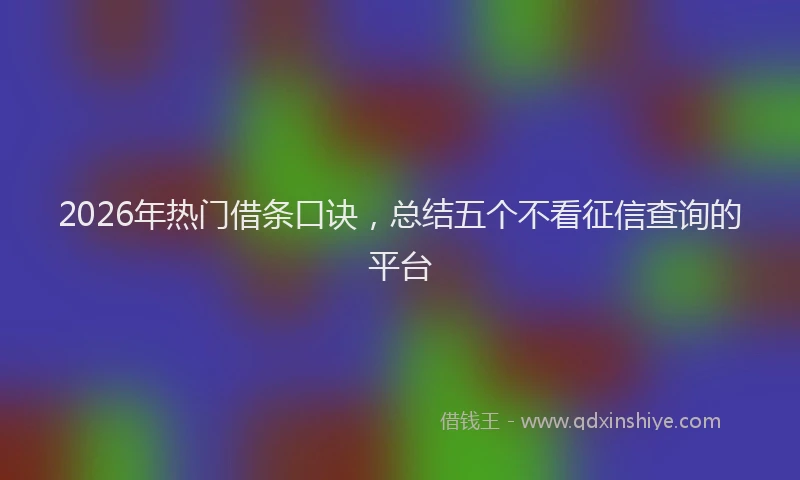 2026年热门借条口诀，总结五个不看征信查询的平台
