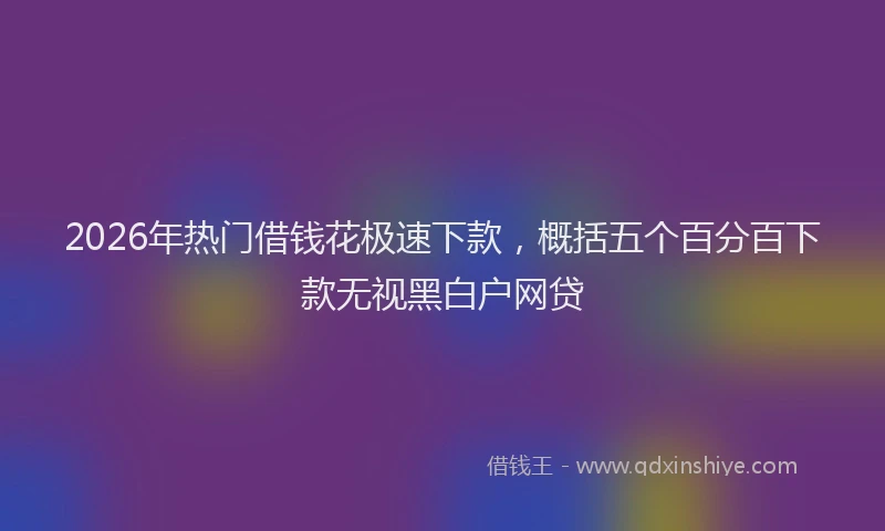 2026年热门借钱花极速下款，概括五个百分百下款无视黑白户网贷