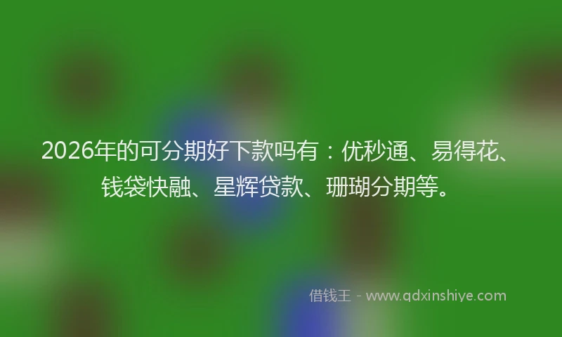 2026年的可分期好下款吗有：优秒通、易得花、钱袋快融、星辉贷款、珊瑚分期等。