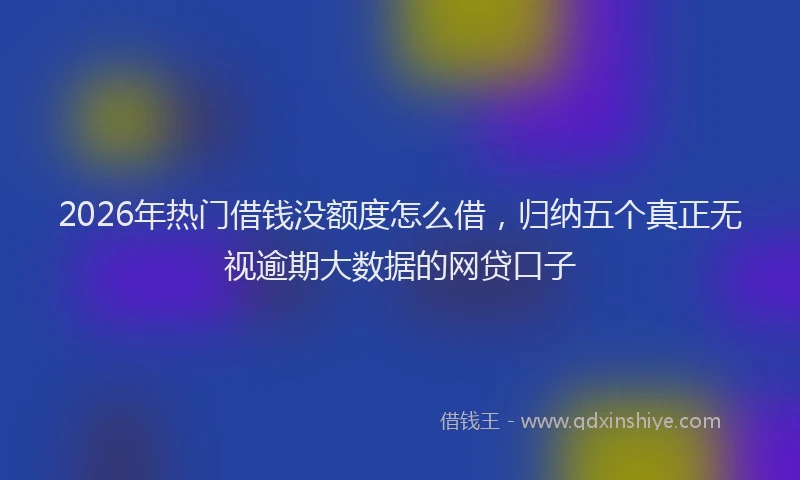 2026年热门借钱没额度怎么借，归纳五个真正无视逾期大数据的网贷口子